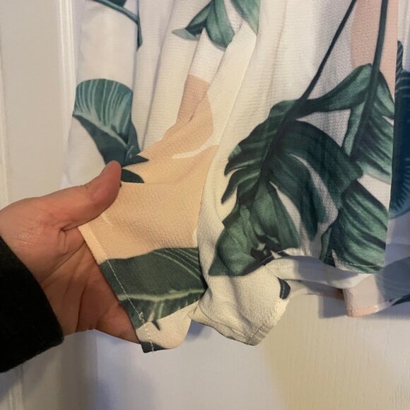 L'atiste Strapless Floral Palm Tree Leaves Romper With Pockets Size Large Beach - Picture 6 of 12